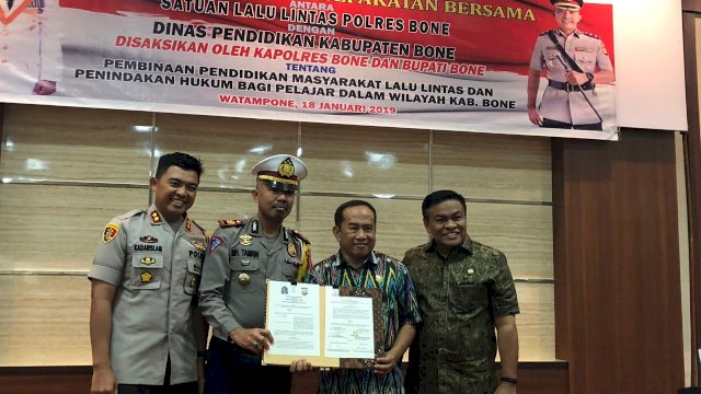 Polres Bone Jalin Kerjasama Pemkab Bone Tekan Angka Kecelakaan Lalu Lintas