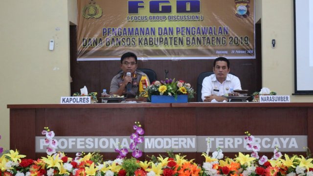 Kawal Penyaluran Bansos, Polres dan Dinsos Bantaeng Adakan FGD