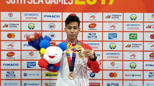 Briptu Andi Try Sandi Saputra.S Personil Polda Sulsel Peraih Emas Sea Games 2019 Filipina