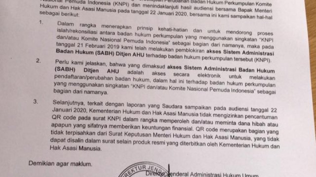 SK Noer Fajrieansyah Resmi Diblokir Menkumham, Nasib Nurkanita  dan Putra NA di Ujung Tanduk