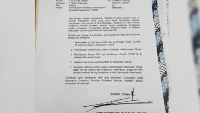 Pemkab Gowa Usulkan Proposal PSBB