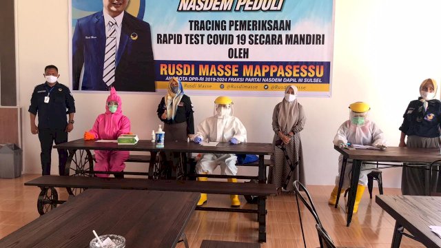 RMS Dan DPD Nasdem Pinrang Gelar Rapid Test Covid-19 Gratis Terhadap Warga