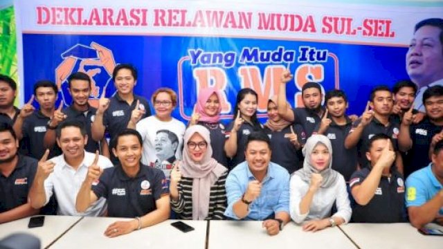 Relawan Muda Sulsel saat menggelar deklarasi di Makassar Pada Januari 2017.