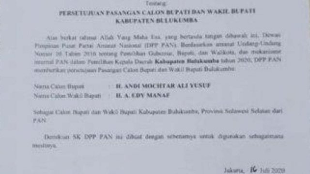 PAN Resmi Usung Utta-Edy di Pilkada Bulukumba