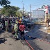 Mobil Xenia Terbakar di Depan SPBU Antang