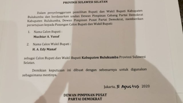 Demokrat Usung Andi Utta-Edy Manaf di Pilkada Bulukumba