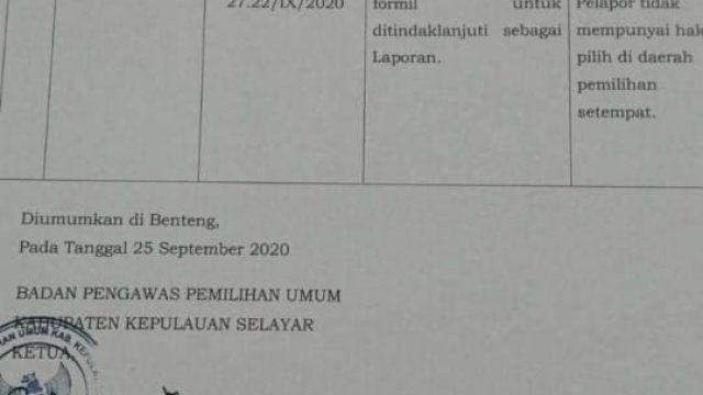 Laporan Dugaan Ijazah Palsu Cabup Selayar, Bawaslu Anggap Tidak Bersyarat