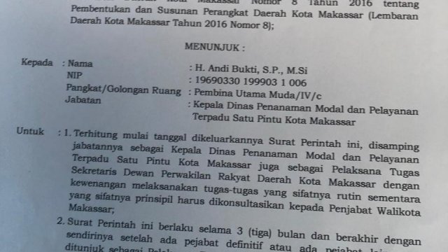 Rudy Tunjuk Andi Bukti PLT Sekwan DPRD Makassar