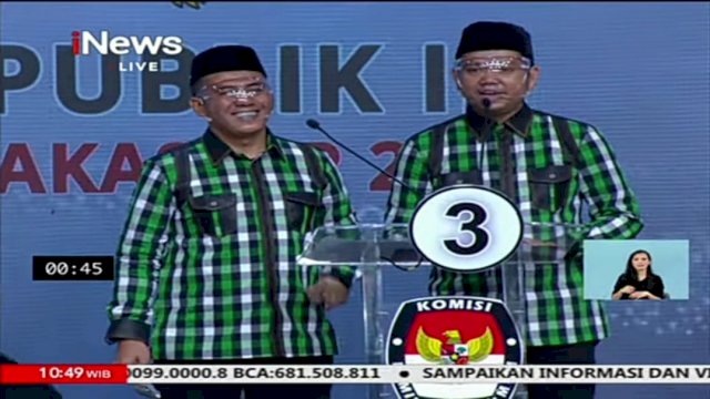 Paslon Dilan dalam sesi debat ke-3 di Jakarta. Jum'at, (4/12/2020).