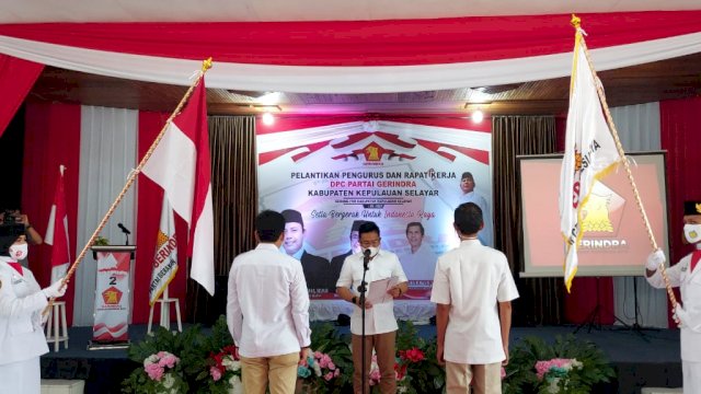 Lantik Ketua Gerindra Selayar, DM; Ingat Doktrin Gerindra Hadir Untuk Rakyat