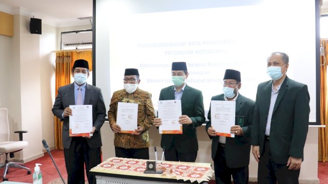 Teken kerjasama antara UIN Alauddin dengan UNU Gorontalo, Rabu (24/2) | Ady S / trotoar.id