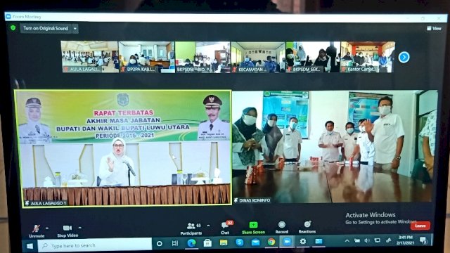 Bupat Luwu Utaara Indah Putri Indriani Menyapa perangkat Daerah Secara Virtual di Akhir MAsa jabatan Sebagai Bupati 