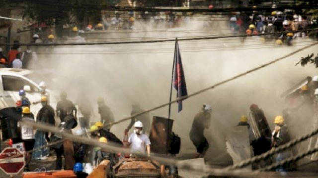 Aksi demontrasi di Myanmar, (AFP)