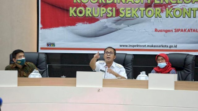 Danny saat audiens dengan Korsupgah KPK Wilayah IV, di Ruang Sipakatau, Kantor Balaikota Makassar, Rabu (17/3/21).