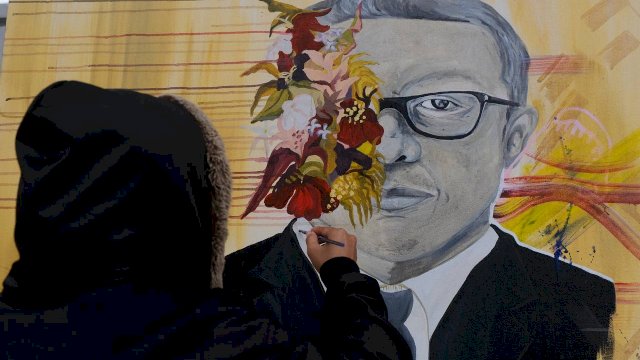 Lukisan depan Rujab Gubernur Sulsel.