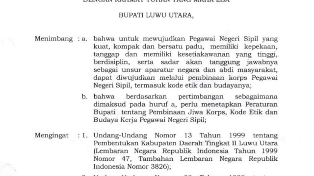 Peraturan Bupati Luwu Utara 