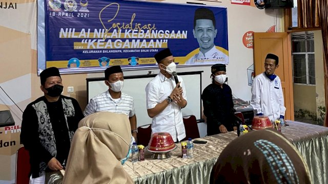 Saat Mizar melakukan sosialisasi terkait nilai kebangsaan di Sinjai, Senin (19/4/2021).