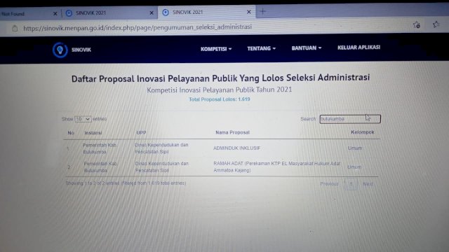 Dua Inovasi Disdukcapil Bulukumba Lolos Seleksi Administrasi KIPP 2021