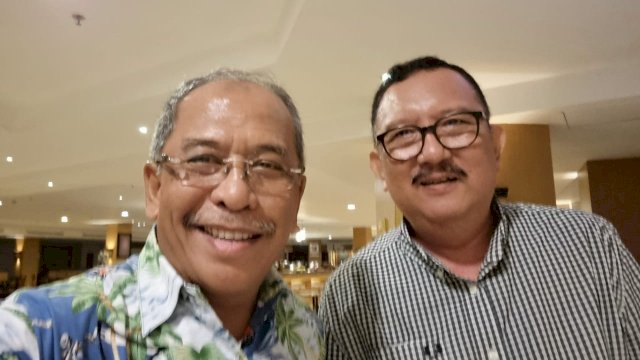 Ilham Arief Sirajuddin Bersama Ketua DPD PD Ni'matullah Erbe Usai Menggelar Pertemuan di Salah satu Hotel di Jalan Boulevard Makassar