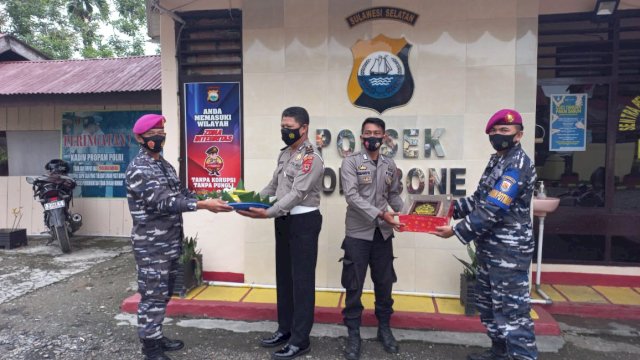 Serentak..Jajaran Lantamal VI Datangi Markas Polisi Di Sulsel