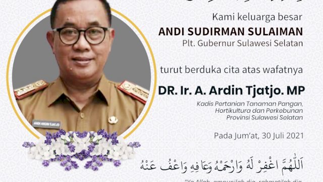 Andi Ardin Tjajo Meninggal Dunia, Plt Gubernur Sampaikan Belasungkawa