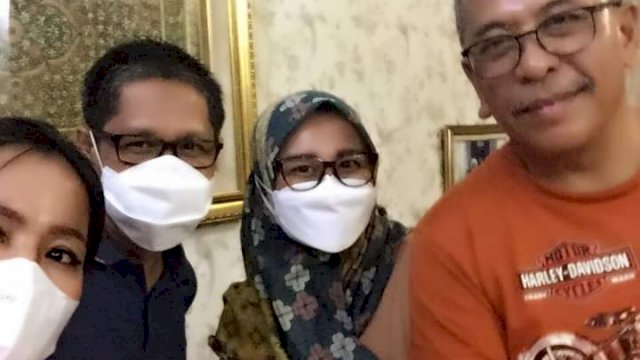 Sekretaris DPD PD Andi Azizah Irma Wahyudin, Ketua Bappilu PD Sulsel Selele KS Dalle foto Bersama Ilham Arief Sirajuddin 