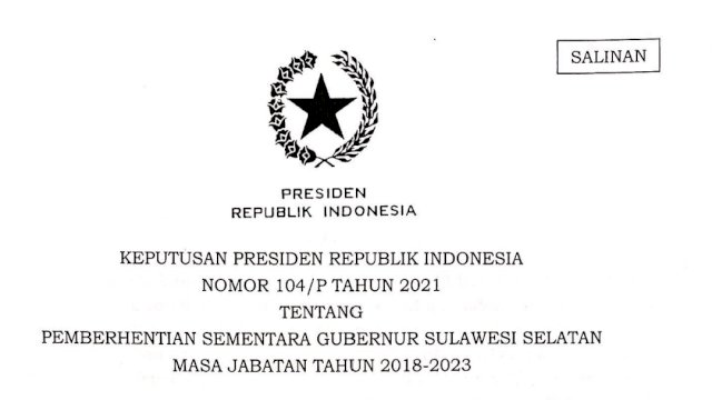 Jokowi Keluarkan Kepres, Nurdin Abdullah Diberhentikan Sementara Sebagai Gubernur Sulsel