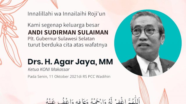 Andi Sudirman Ucapkan Belasungkawa Meninggalnya Ketua KONI Makassar
