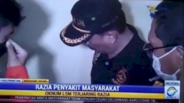 Tangkapan layar dari tayangan Metro TV soal oknum pimpinan LSM yang digrebek di salah satu wisma di Makassar, Minggu (31/10). Alam/trotoar