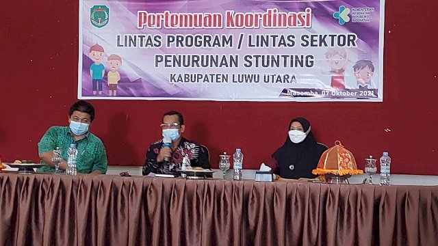  Tujuh Perangkat Daerah (PD) Lingkup Pemerintah Daerah (Pemda) Kabupaten Luwu Utara baru-baru ini menggelar Pertemuan Koordinasi Lintas Program atau Lintas Sektor yang membahas tentang perbaikan Sistem Manajemen Data Dalam Intervensi Penurunan Stunting Terintegrasi di Kabupaten Luwu Utara.