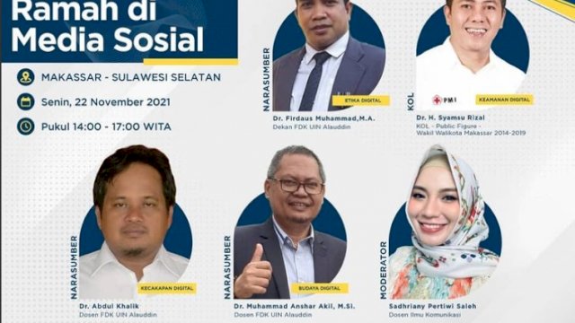 Rangkaian Program Literasi Digital &ldquo;Indonesia Makin Cakap Digital&rdquo; di Sulawesi, yang diselenggarakan oleh Kementerian Komunikasi dan Informatika Republik Indonesia dan Siberkreasi bersama Dyandra Promosindo, kembali dilaksanakan secara virtual pada 22 November 2021 di Makassar, Sulawesi Selatan. 