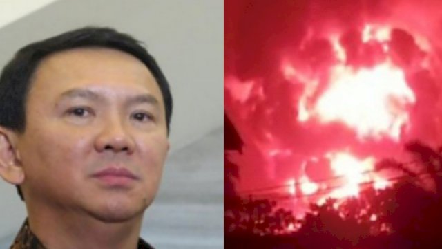 Ahok dan foto kebakaran tangki di Kilang Cilacap. (trotoar)