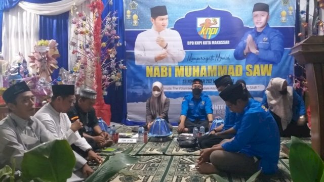 Pelaksanaan Maulid Nabi Muhammad SAW oleh KNPI Kota Makassar, Kamis (18/11).