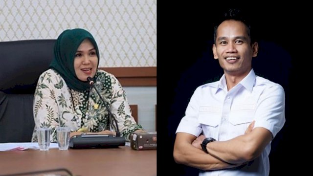Andi Ina Kartika Sari (kiri) dengan Harmansyah (kanan) keduanya mengaku pucuk daripada Karang Taruna Sulsel yang kini menimbulkan polemik. (Trotoar/alam)