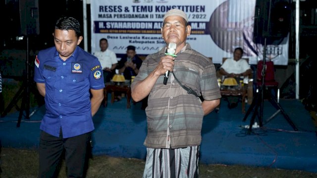 Wakil ketua DPRD Sulawesi Selatan Syaharuddin Alrif, melanjutkan kegiatan Temu konstituen yang dilaksanakan di Desa Lasiwala Kecamatan Pitu Riawa Kabupaten Sidenreng Rappang (Sidrap) 