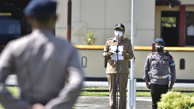 Wakil Bupati Luwu Utara, Suaib Mansyur Saat Membuka Pelatihan SDM Satpol PP dan Damkar 