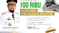 Gubernur Salurkan Benih Unggul Gratis untuk 100 Ribu hektar Sawah Petani Sulsel
