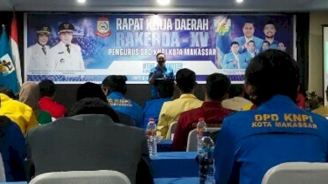 Sambutan Ketua KNPI Kota Makassar Hasrul Kaharuddin. (*)