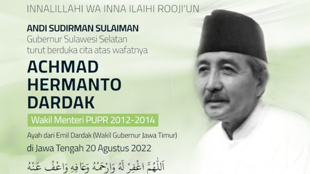 Ayah Wagub Jatim Meninggal Dunia, Gubernur Andi Sudirman Sampaikan Duka Cita Mendalam