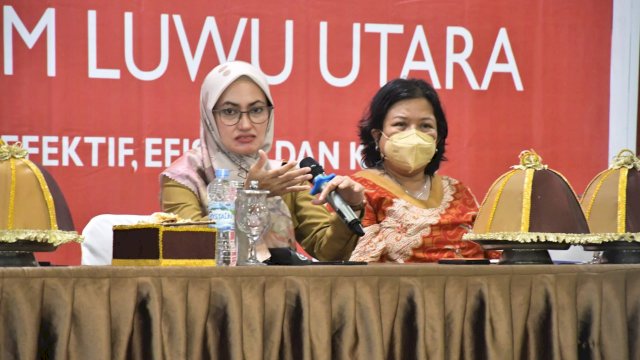 Bupati LUwu Utara Indah Putri Indriani Pada Kegiatan Lokakarya peningkatan Mutu Pendidikan 