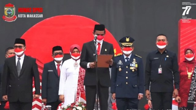 Suara Lantang Ketua DPRD Makassar Baca Teks Proklamasi di Upacara Hut Kemerdekaan RI ke 77