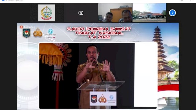 Gubernur Sulawesi Selatan Andi Sudirman Sulaiman diundang menjadi narasumber pada kegiatan Rakor Pembina SAMSAT Tingkat Nasional 2022