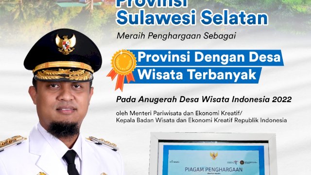 Sulsel Raih Penghargaan Menparekraf, Sebagai Provinsi Terbanyak Desa Wisata