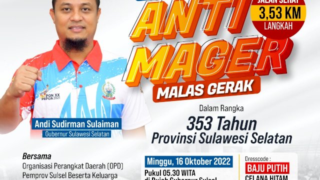 Andi Sudirman Bersama Warga Jalan Sehat Anti Mager 3,53 KM Sambut Hari Jadi Sulsel