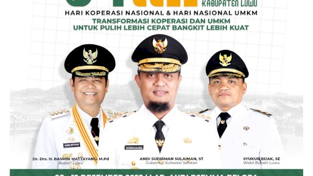Pemerintah Kabupaten Luwu melalui Dinas Koperasi, UKM dan Perindustrian akan menggelar K-UMKM Expo 2022 dalam rangka memperingati Hari Koperasi Nasional dan Hari Nasional UMKM pada 08-12 Desember 2022.
