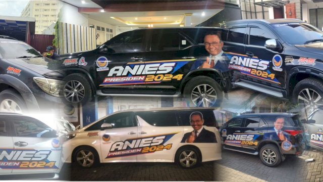 Jelang Rapat Akbar, Ratusan Mobil Branding Partai NasDem dan Wajah ‘Anies Presiden 2024’ Bertebaran di Jalan Makassar