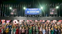 Ketua TP PKK Kota Makassar Hadiri Welcome Dinner MNEK 2023 Di Anjungan Pantai Losari