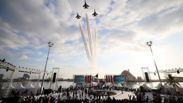 Atraksi flypass dari TNI Angkatan Udara Lanud Sultan Hasanuddin membuka rangkaian Makassar International Eight Festival and Forum atau Makassar F8, Rabu (23/8/2023).