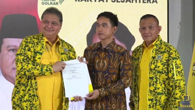 Golkar Resmi Usung Gibran Dampingi  Prabowo di Pilpres