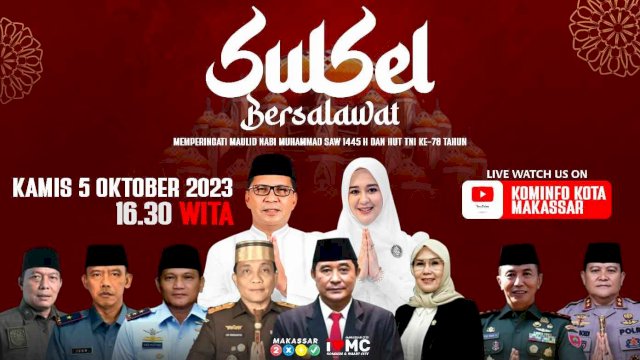 Wali Kota Makassar Moh Ramdhan Pomanto mengajak seluruh elemen masyarakat untuk ikut dalam agenda Sulsel Bersalawat, Kamis, (5/10/2023), sore nanti.